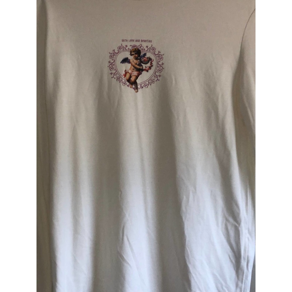 BERSHKA Womens Crop Turtleneck Small Cream With Monogram